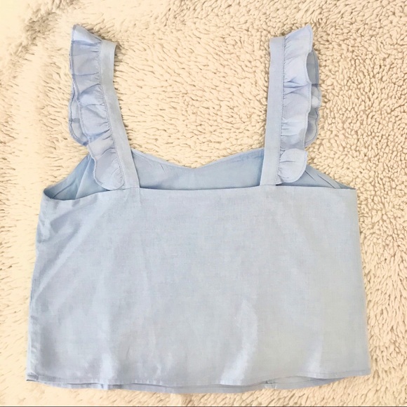 Powder Blue Ruffled Crop Top - Picture 2 of 2